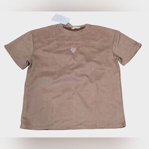 Scrawls Gothic Tribal Print Stitch Poly Blend Mens 2XL Shirt Brown